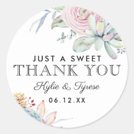 Adesivo Redondo Favor do Casamento vintage Ffloral Suculente da Aq