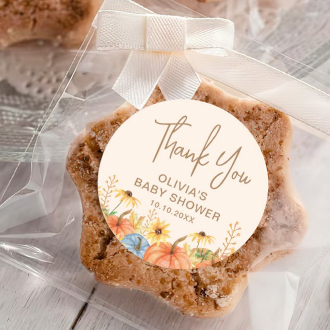 Adesivo Redondo Favor do Chá de fraldas da Abóbora (Criador carregado)