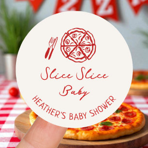 Adesivo Redondo Favor do Chá de fraldas da Pizza Bebê Slice Slice