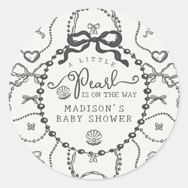 Adesivo Redondo Favor do Chá de fraldas do Arco de coquete preto d (Frente)