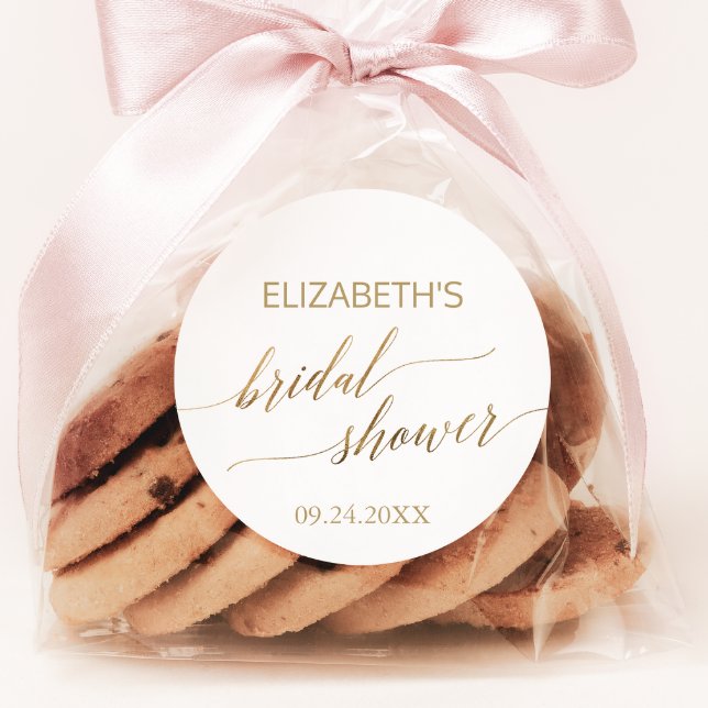 Adesivo Redondo Favor do Chá de panela Elegante para Caligrafia Do (Criador carregado)