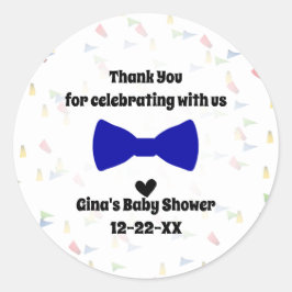 Adesivo Redondo Favor do Chá do Blue Arco Tie Boy