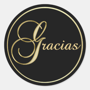 Adesivo Redondo Favor do Envelope GRACIAS Dourado Elegante