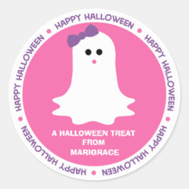 Adesivo Redondo Favor do Fantasma de Halloween Girly