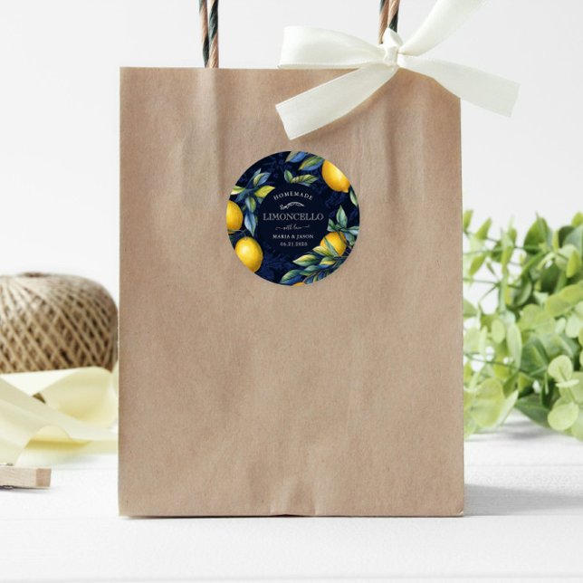 Adesivo Redondo Favor do Monograma do Chalkboard Limoncello (Criador carregado)