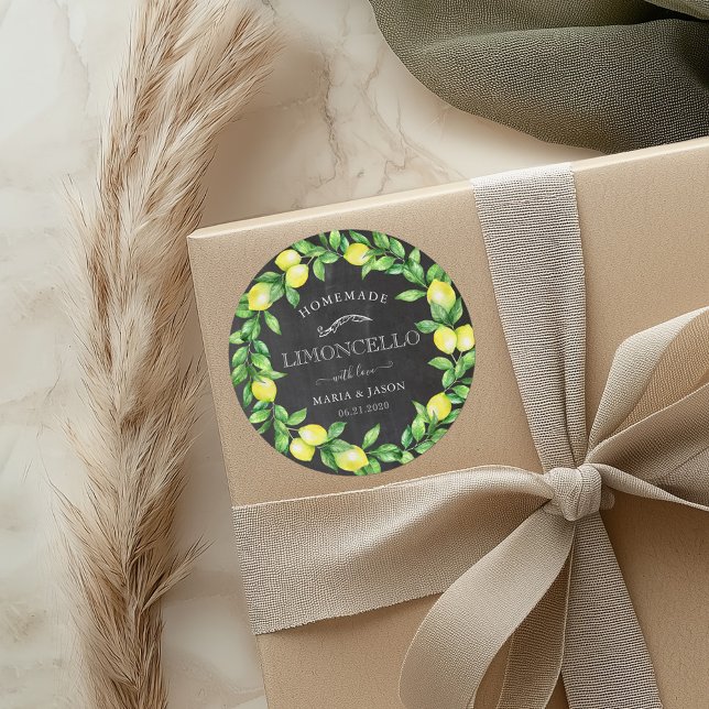 Adesivo Redondo Favor do Monograma do Chalkboard Limoncello (Criador carregado)