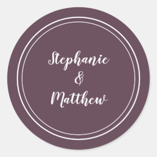 Adesivo Redondo Favor do noivo do Casamento Roxo Moderno Minimalis