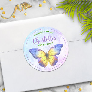 Adesivo Redondo Favor do Partido Butterfly Obrigado Stickers