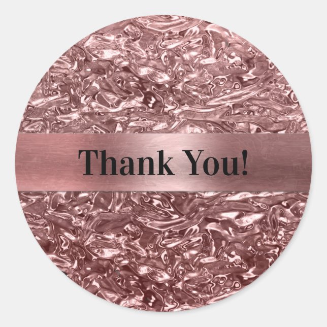 Adesivo Redondo Favor do Partido Chic Metálico do Cromo Líquido ro (Frente)