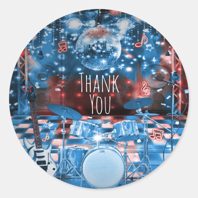 Adesivo Redondo Favor do Partido da Dança Musical de Aniversário d (Frente)