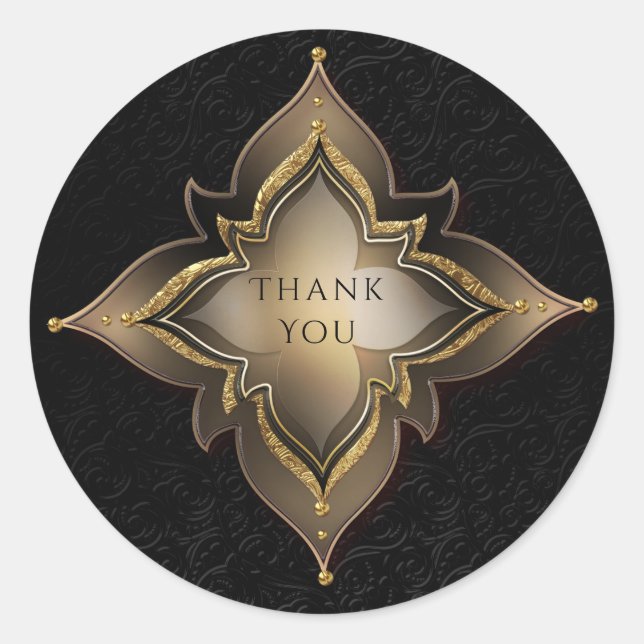 Adesivo Redondo Favor do Partido da Flor Exótica do Glam Dourado e (Frente)