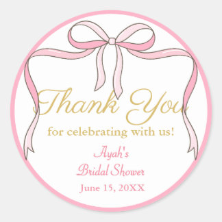 Adesivo Redondo Favor do Partido do Arco Cor-de-Rosa-Cinto-Chic