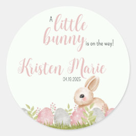 Adesivo Redondo Favor do Partido do Chá de fraldas Coelho da Pásco