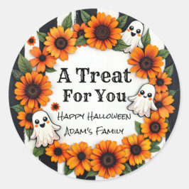 Adesivo Redondo Favor do Partido do Halloween Personalizado - 'Um