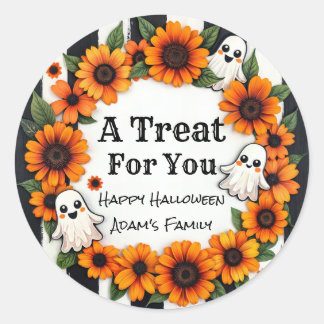 Adesivo Redondo Favor do Partido do Halloween Personalizado - 'Um