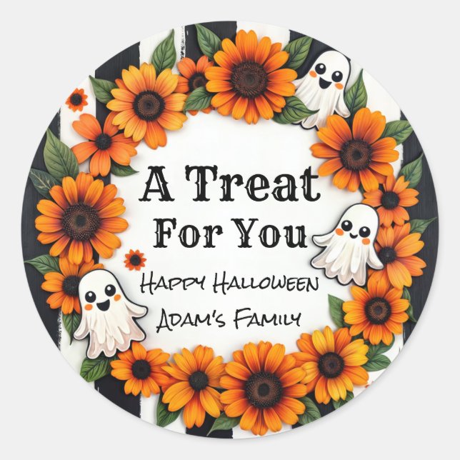 Adesivo Redondo Favor do Partido do Halloween Personalizado - 'Um  (Frente)