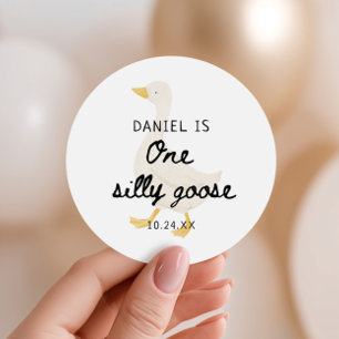 Adesivo Redondo Favor do Partido do primeiro aniversario de Ganso 