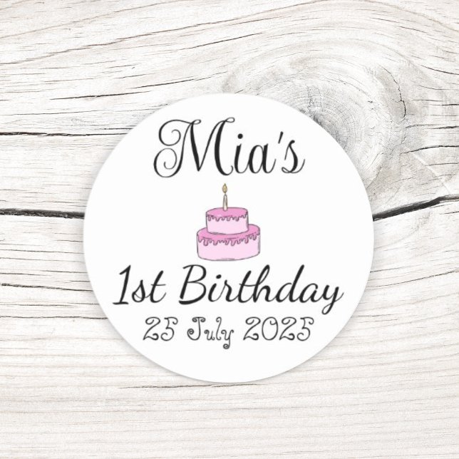 Adesivo Redondo Favor do Partido do primeiro aniversario Personali (Make your birthday celebrations extra special with this personalized round sticker! )