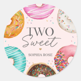 Adesivo Redondo Favor do Partido do segundo aniversário de Rosquin