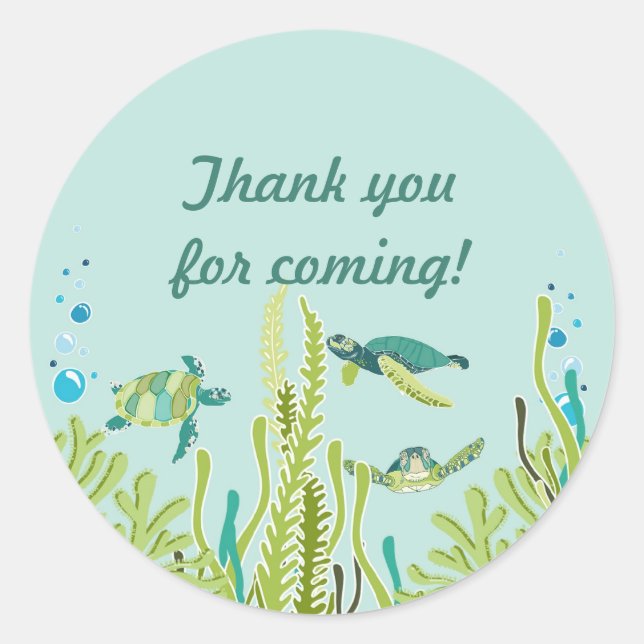 Adesivo Redondo Favor do Partido Personalizável das Tartarugas do  (Frente)