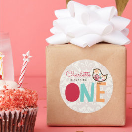 Adesivo Redondo Favor do Partido primeiro aniversario da Pintinho 