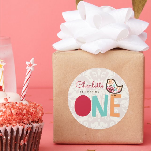 Adesivo Redondo Favor do Partido primeiro aniversario da Pintinho  (Festa)