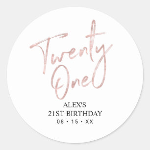 Adesivo Redondo Favor do Partido rosa aniversário de 21 anos de Ou