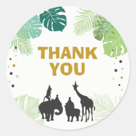 Adesivo Redondo Favor do Partido Zoológico Marca obrigado Safari q