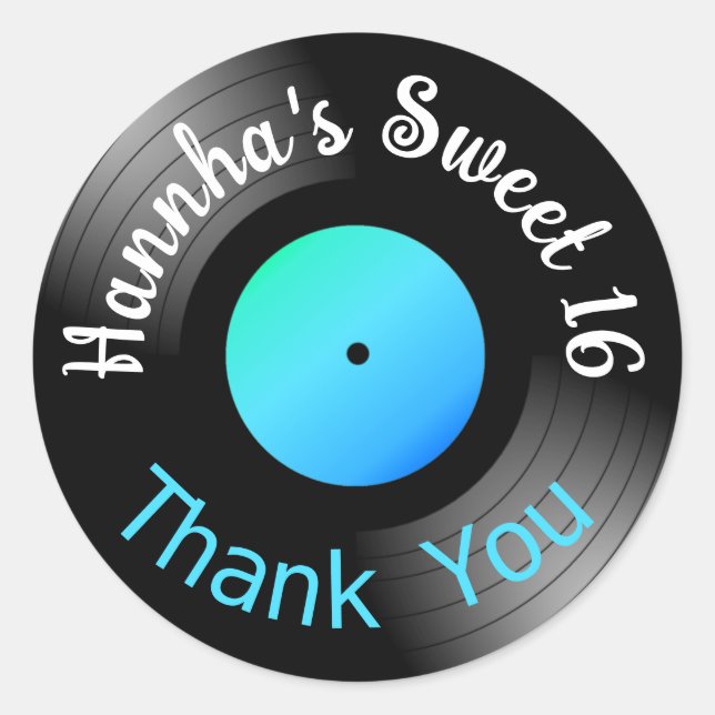 Adesivo Redondo Favor do Registro de Vinil LP (Frente)