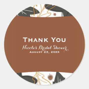 Adesivo Redondo Favor do Whimsical Autumn Fall Folhas & Acorns