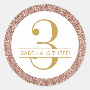 Adesivo Redondo Favor Dourado da Glitter do Rosa Personalizado de