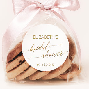 Adesivo Redondo Favor Dourado elegante do chá de panela da