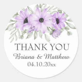 Adesivo Redondo Favor Floral Roxo Elegante
