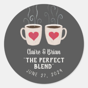 Adesivo Redondo Favor Ilustrado de Perfect Blend Heart Mugs