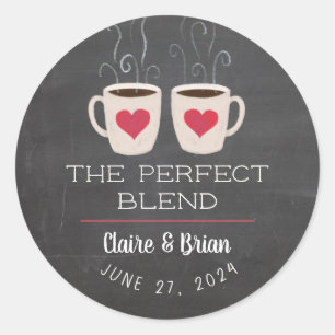 Adesivo Redondo Favor Ilustrado de Perfect Blend Heart Mugs