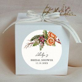 Adesivo Redondo Favor para Chá de Noiva de Natal Rústico