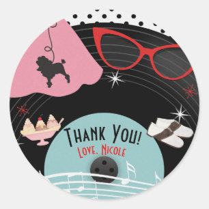 Adesivo Redondo Favor personalizado para festa temática de discos 