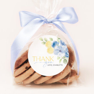 Adesivo Redondo Favor Principal da Noite de Noivado Azul Amarelo