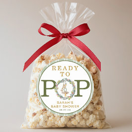 Adesivo Redondo Favor "Pronto para Pop" do pequeno Chá de fraldas