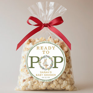 Adesivo Redondo Favor "Pronto para Pop" do pequeno Chá de fraldas 