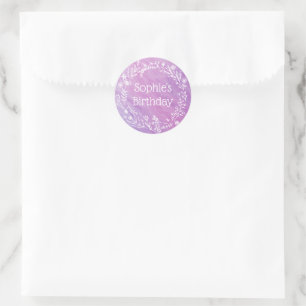 Adesivo Redondo Favor Rustic Farmhouse Purple Aniversário de cria