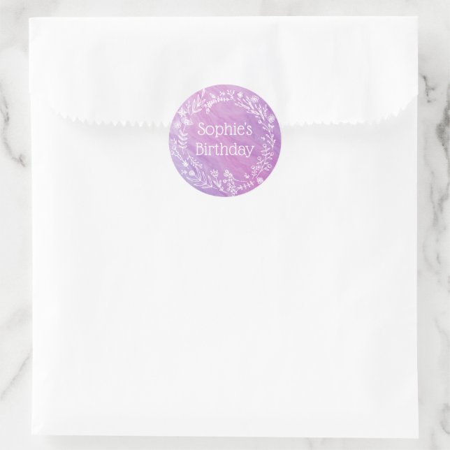Adesivo Redondo Favor Rustic Farmhouse Purple Aniversário de crian (Bolsa)