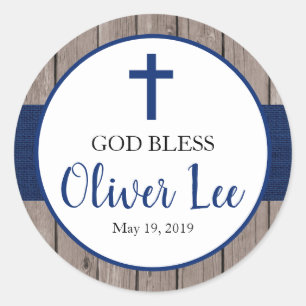 Adesivo Redondo Favor rústico de serapilheira & de madeira do