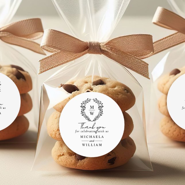 Adesivo Redondo Favor Simples De Casamento De Ferida Botânica Eleg (Criador carregado)