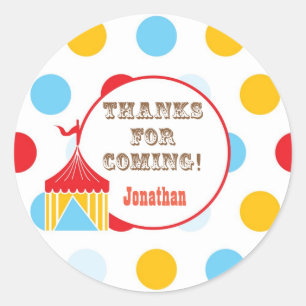Adesivo Redondo Favor Sticker - Circo
