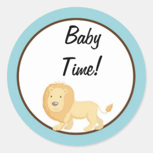 Adesivo Redondo Favor Stickers Casal Blue Jungle Lion