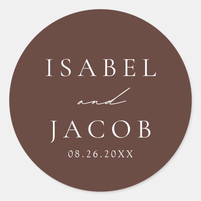 Adesivo Redondo Favores De Casamento SYDNEY Espresso Brown (Frente)