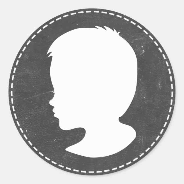 Adesivo Redondo Favores do Chá de fraldas de quadro chalkboard Boy (Frente)