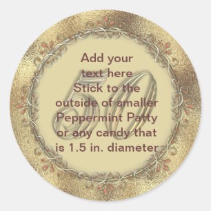 Adesivo Redondo FAVORES DOURADOS DE Aniversário Do Peppermint Pat