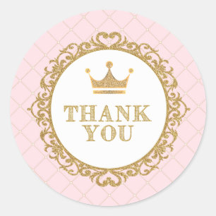 Adesivo Redondo Favores reais da princesa Agradecimento Você